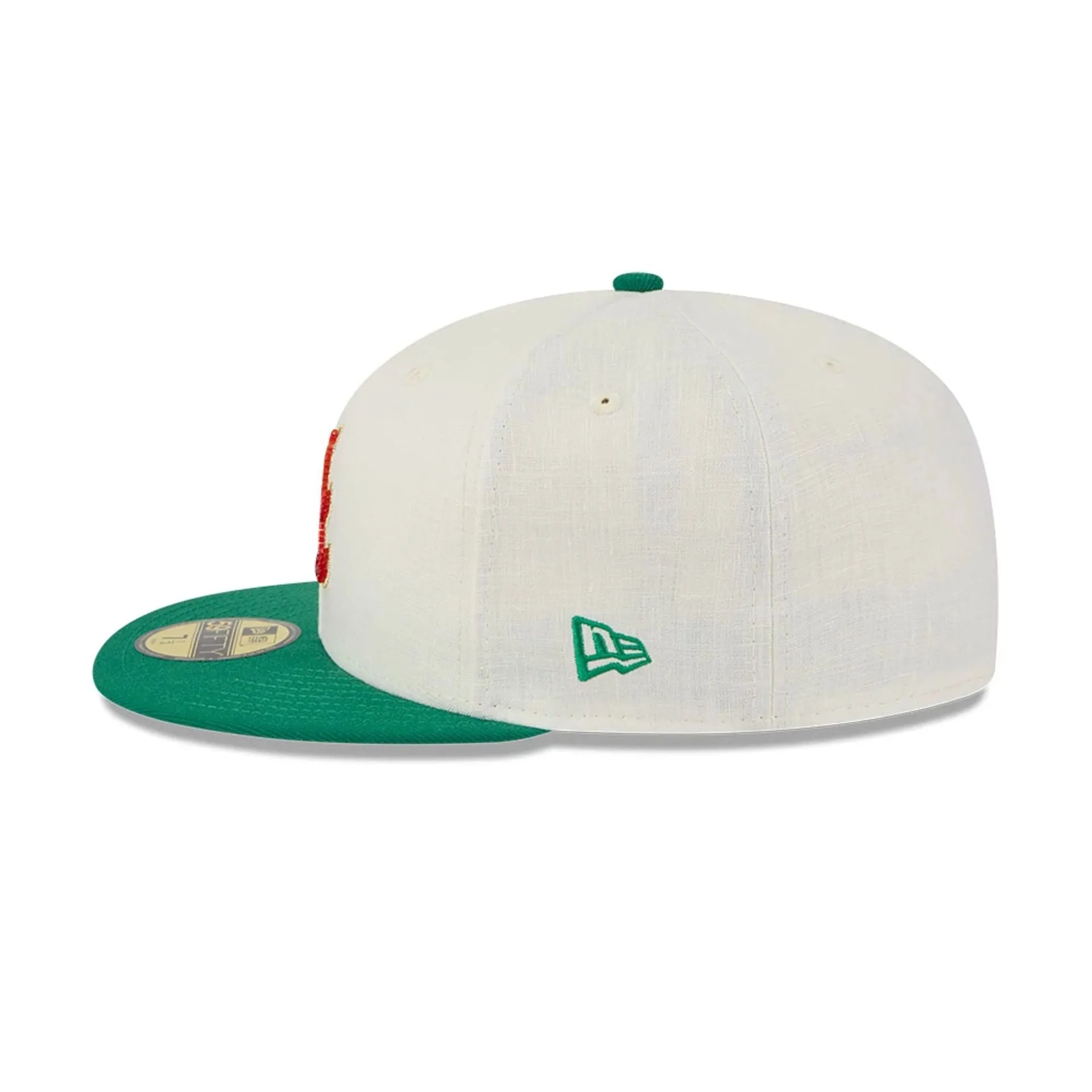 Atlanta Braves Beaded Linen Open Beige 59FIFTY Fitted Cap NEW ERA