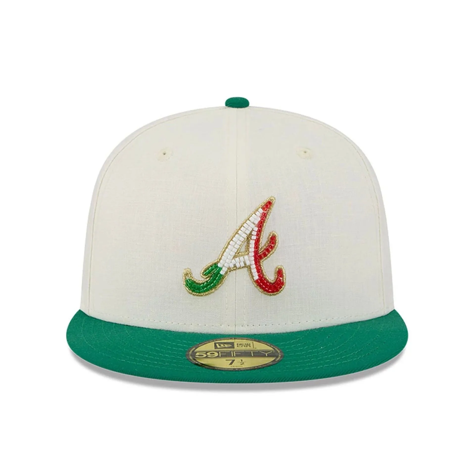 Atlanta Braves Beaded Linen Open Beige 59FIFTY Fitted Cap NEW ERA