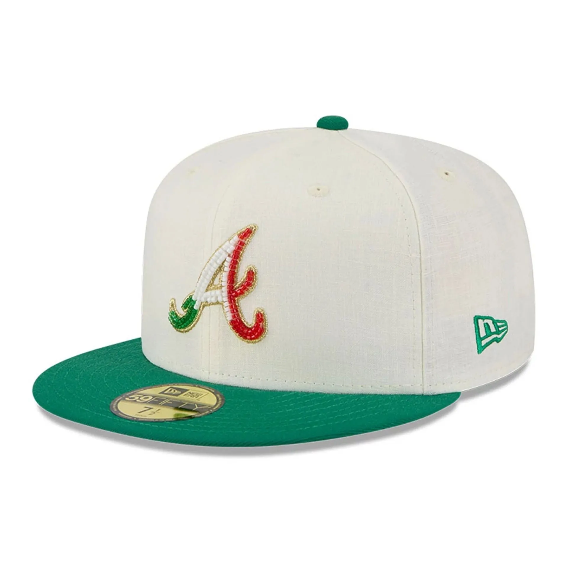 Atlanta Braves Beaded Linen Open Beige 59FIFTY Fitted Cap NEW ERA