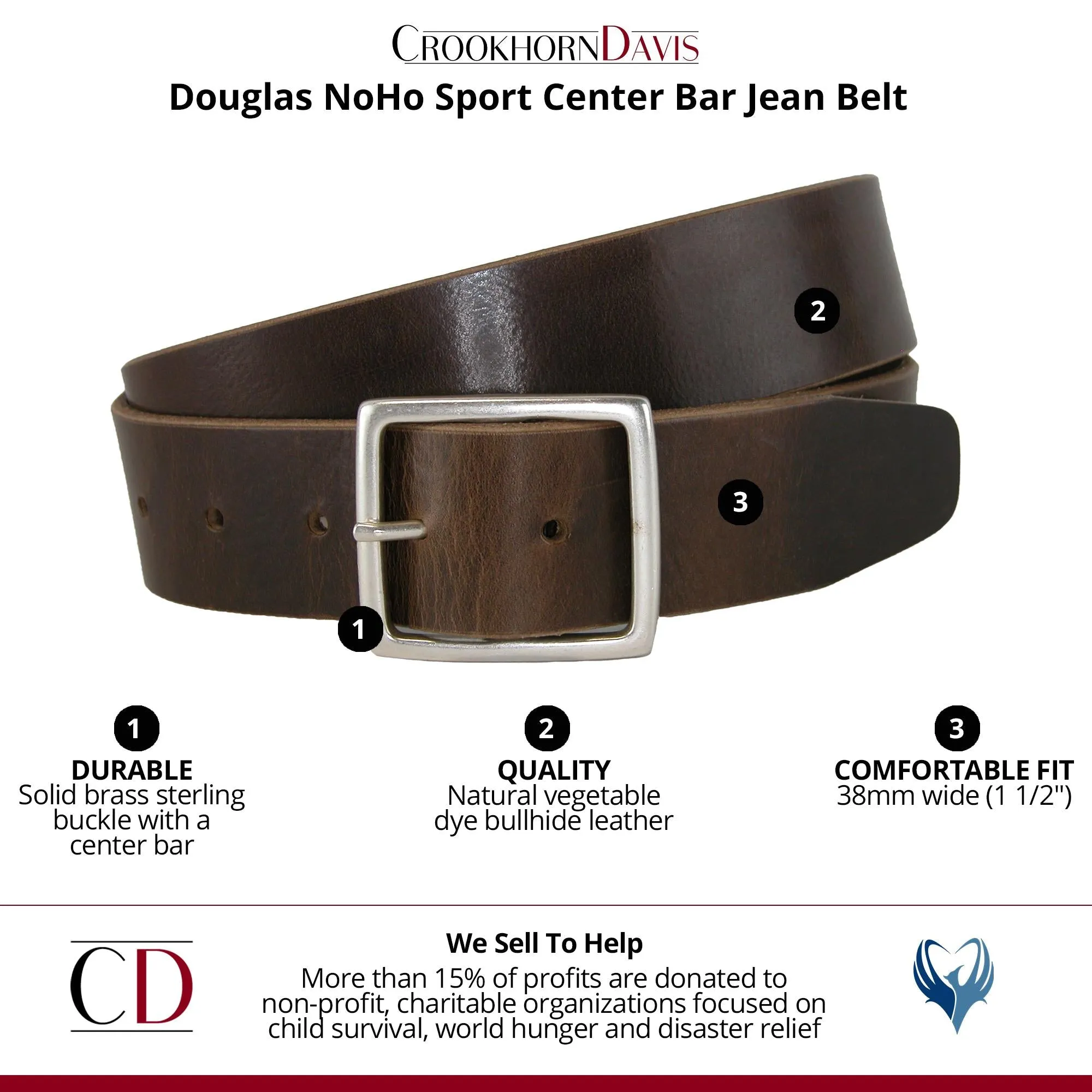 Douglas NoHo Center Bar Pull Up Casual Leather Jean Belt