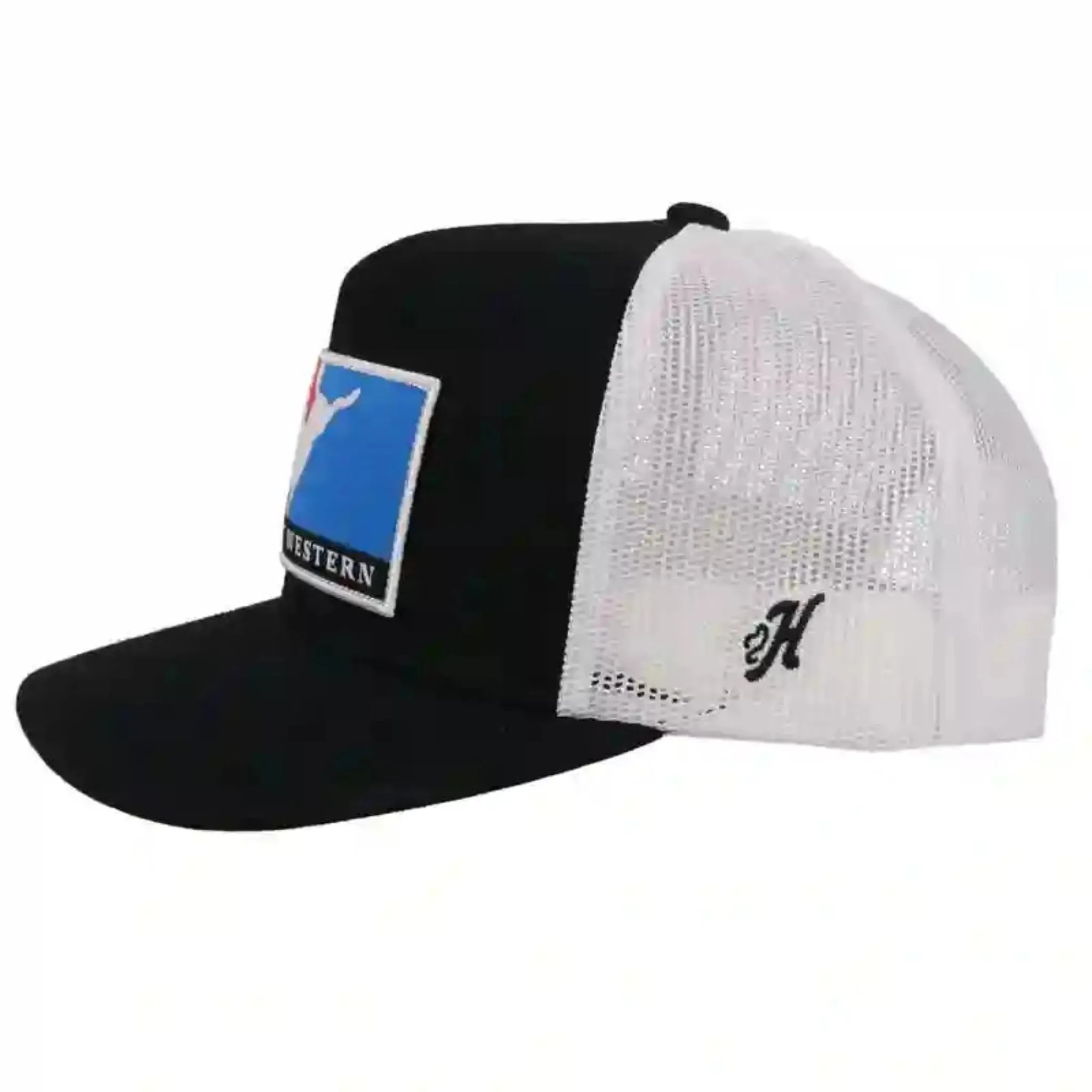 Hooey Black/White Cap-Wright Western Patch