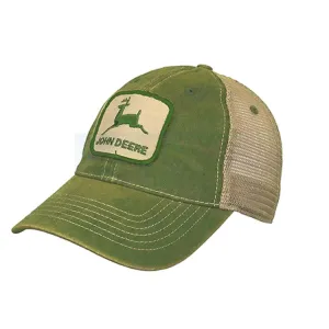 John Deere Stone Washed Cap - Green/Ivory