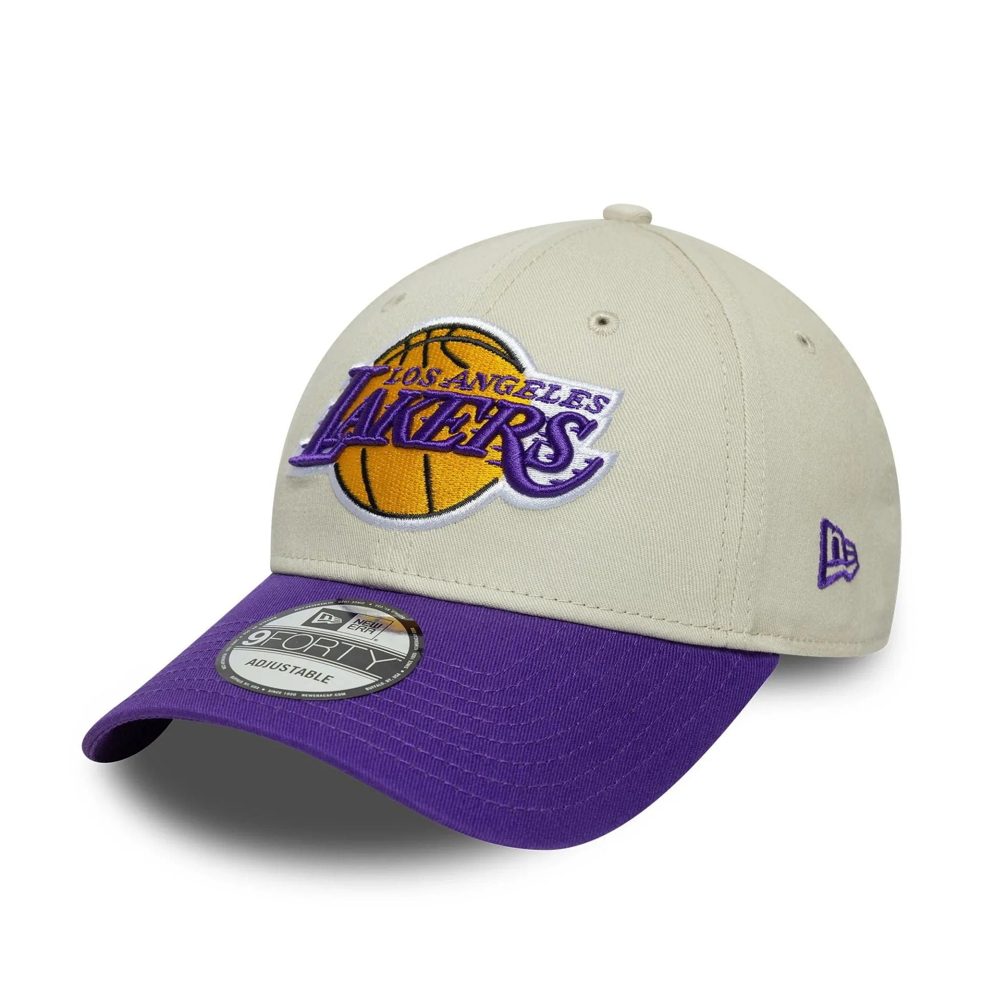 LA Lakers NBA Contrast Patch Cream 9FORTY Adjustable Cap NEW ERA