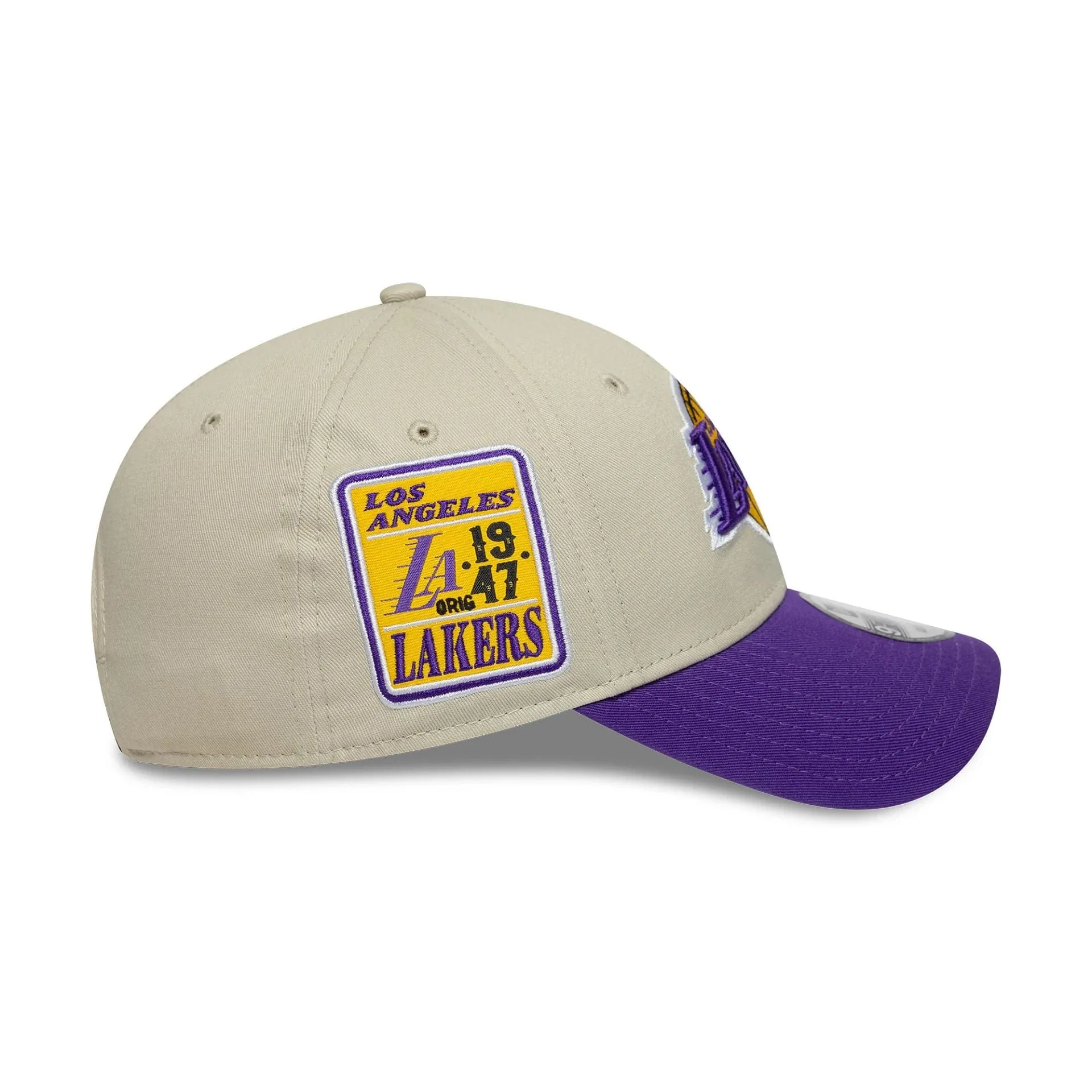 LA Lakers NBA Contrast Patch Cream 9FORTY Adjustable Cap NEW ERA