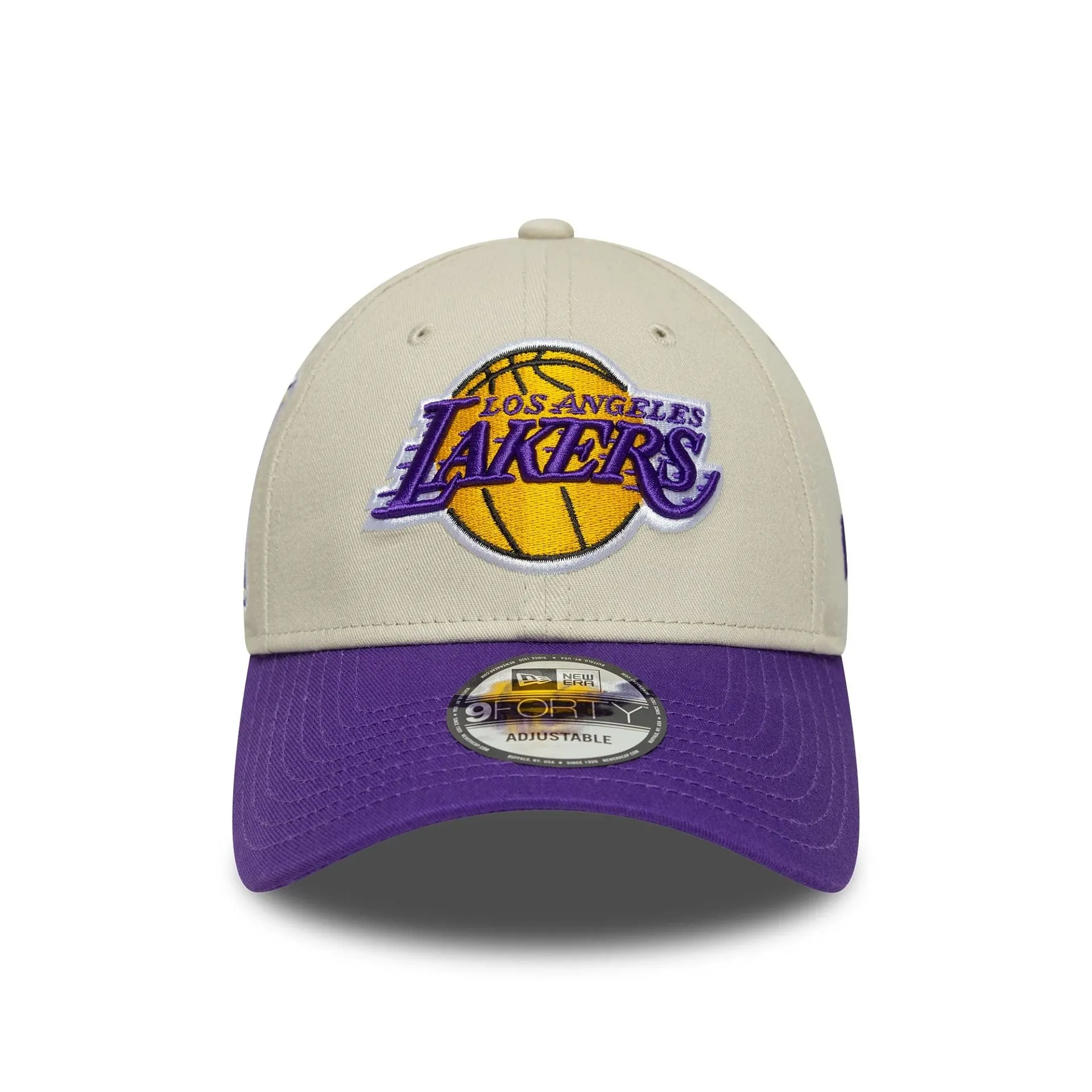 LA Lakers NBA Contrast Patch Cream 9FORTY Adjustable Cap NEW ERA