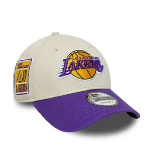 LA Lakers NBA Contrast Patch Cream 9FORTY Adjustable Cap NEW ERA