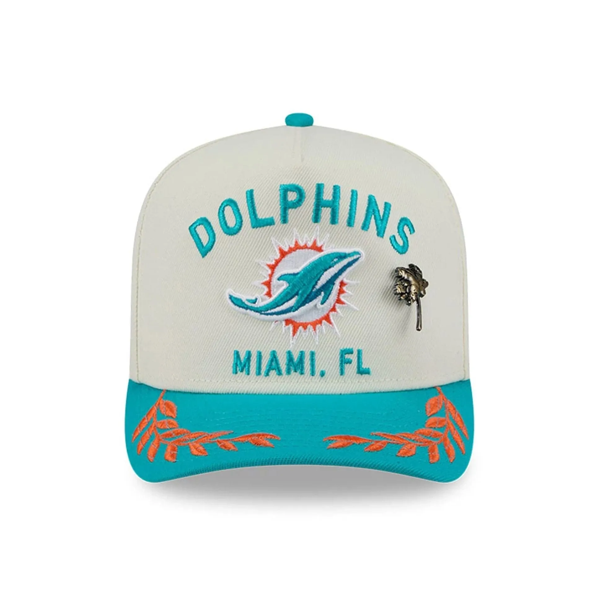 Miami Dolphins NFL Draft 2025 White 59FIFTY Fitted A-Frame Cap NEW ERA
