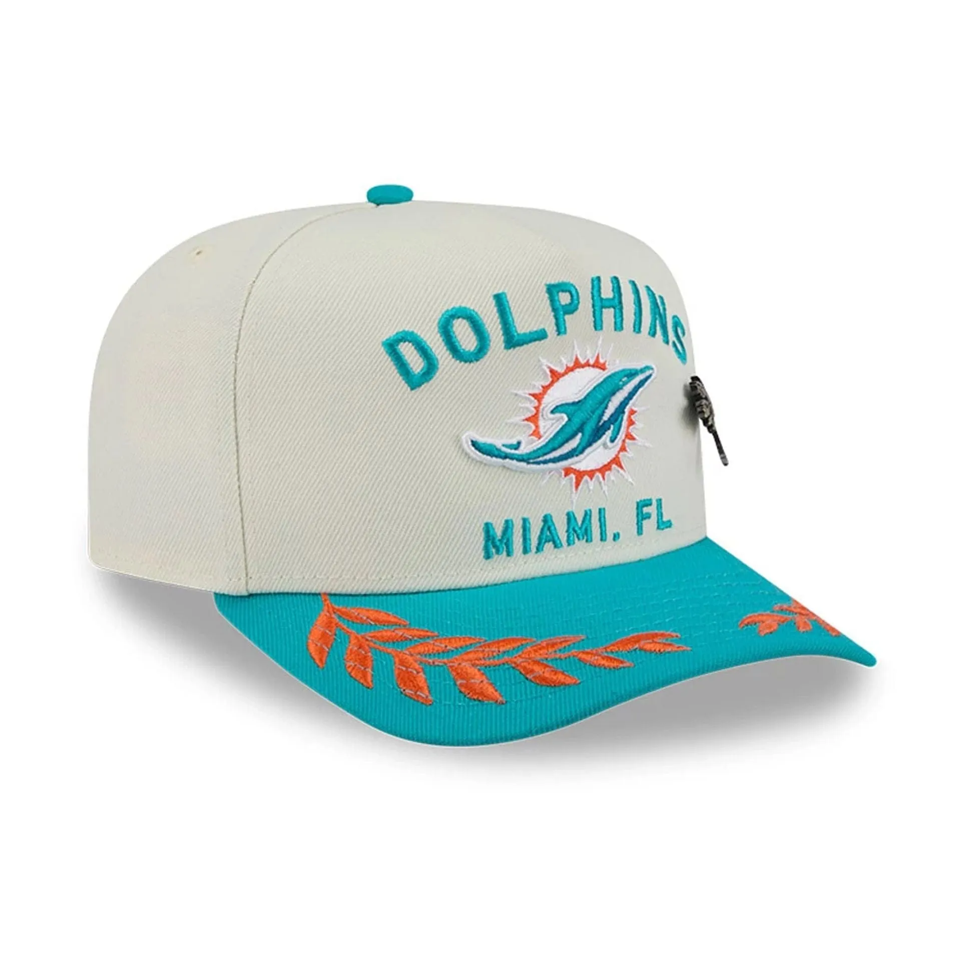 Miami Dolphins NFL Draft 2025 White 59FIFTY Fitted A-Frame Cap NEW ERA