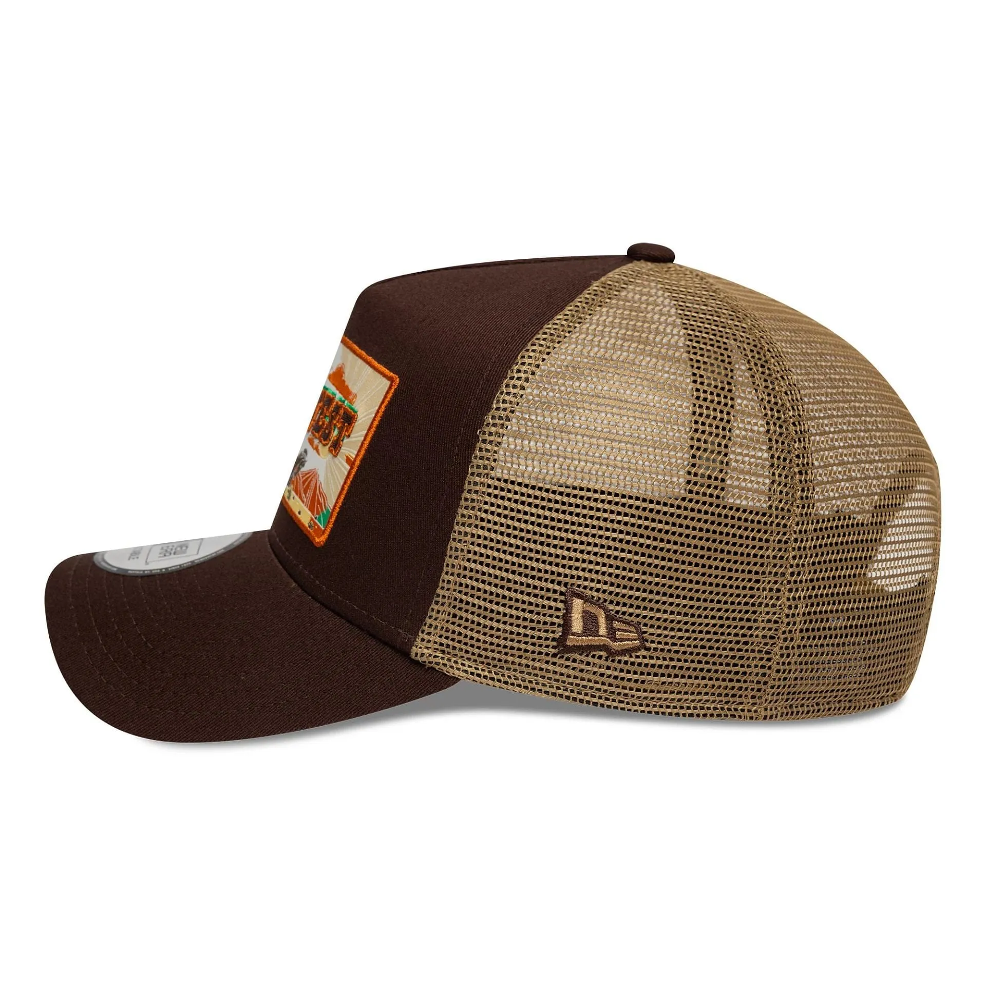 New Era Western Patch Dark Brown 9FORTY A-Frame Trucker Adjustable Cap NEW ERA