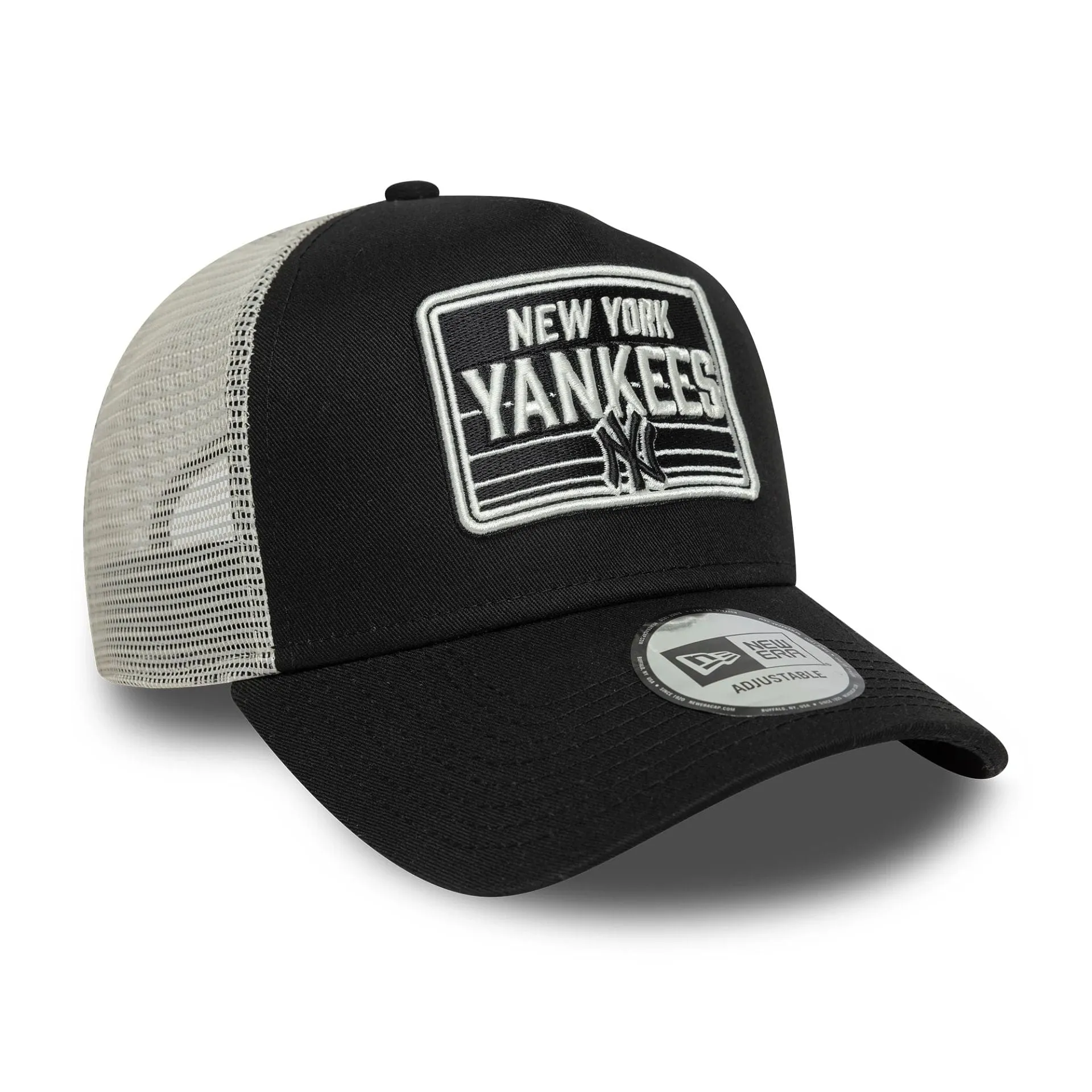New York Yankees MLB Patch Black 9FORTY A-Frame Trucker Adjustable Cap NEW ERA