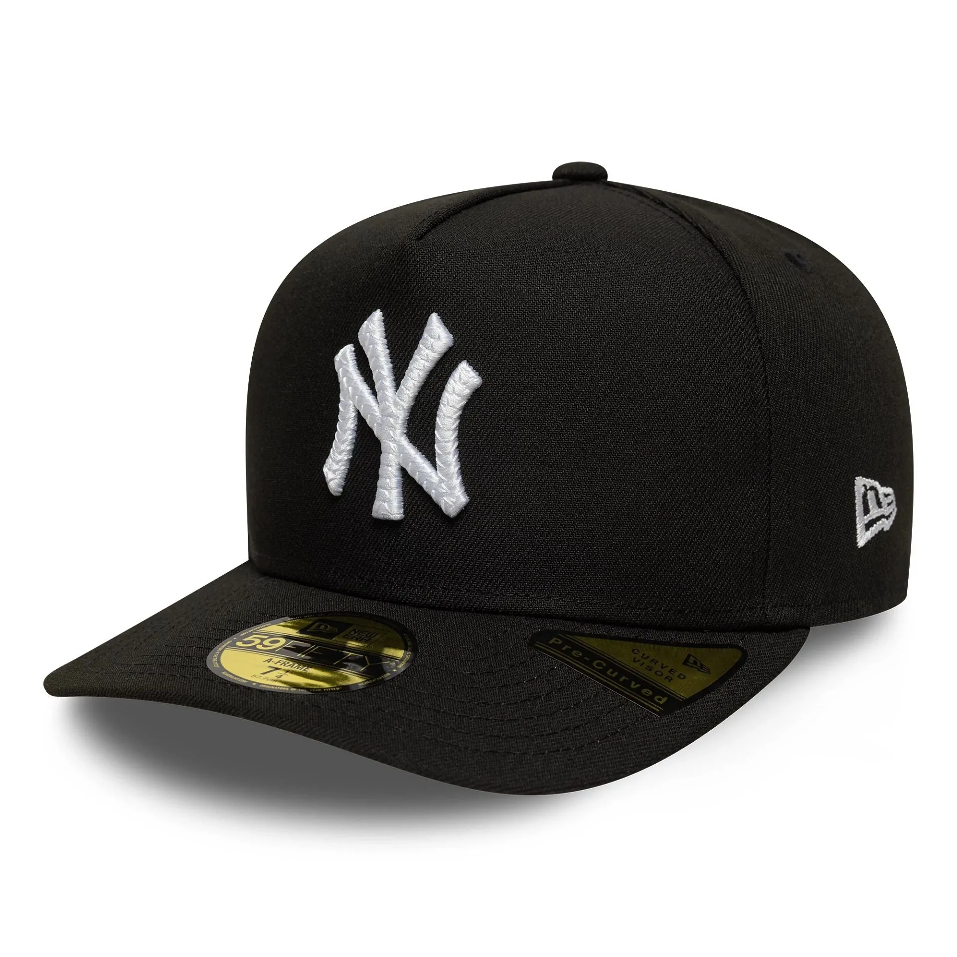 New York Yankees MLB Script Safety Pin Black 59FIFTY A-Frame Fitted Cap NEW ERA