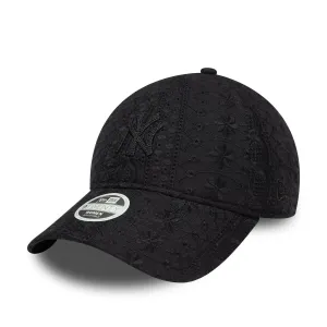 New York Yankees Womens MLB Broderie Black 9TWENTY Adjustable Cap NEW ERA