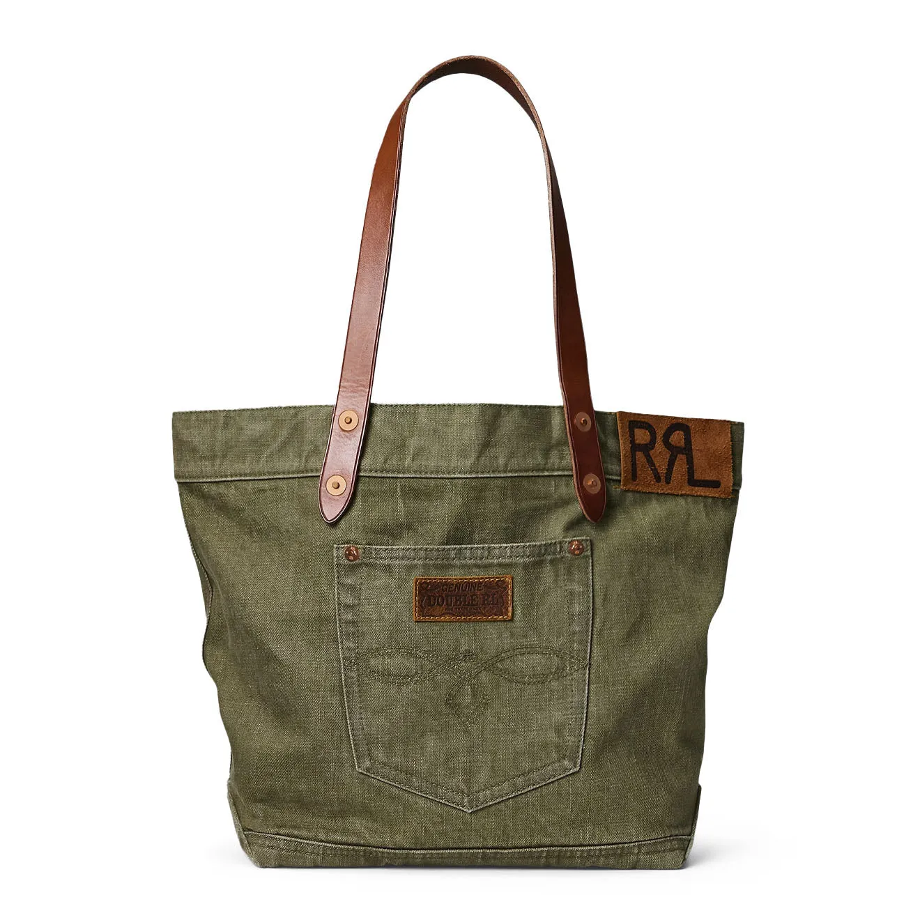 RRL By Ralph Lauren Leather-Trim Twill Tote Olive