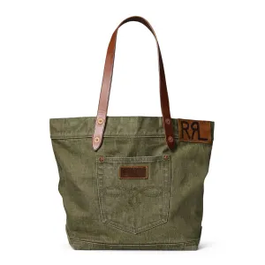 RRL By Ralph Lauren Leather-Trim Twill Tote Olive
