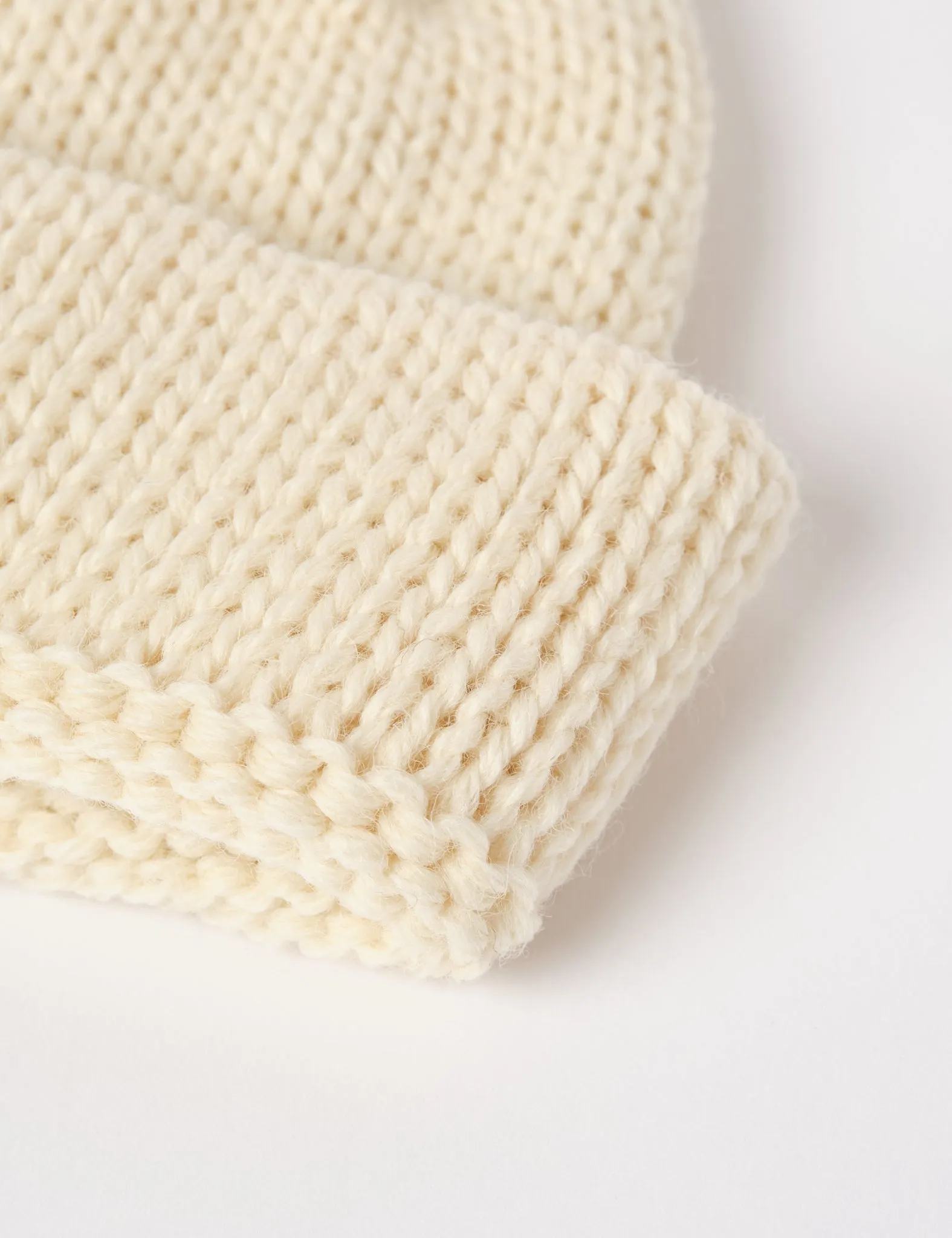 Universal Works Short Watch Beanie Hat (British Wool) - Ecru