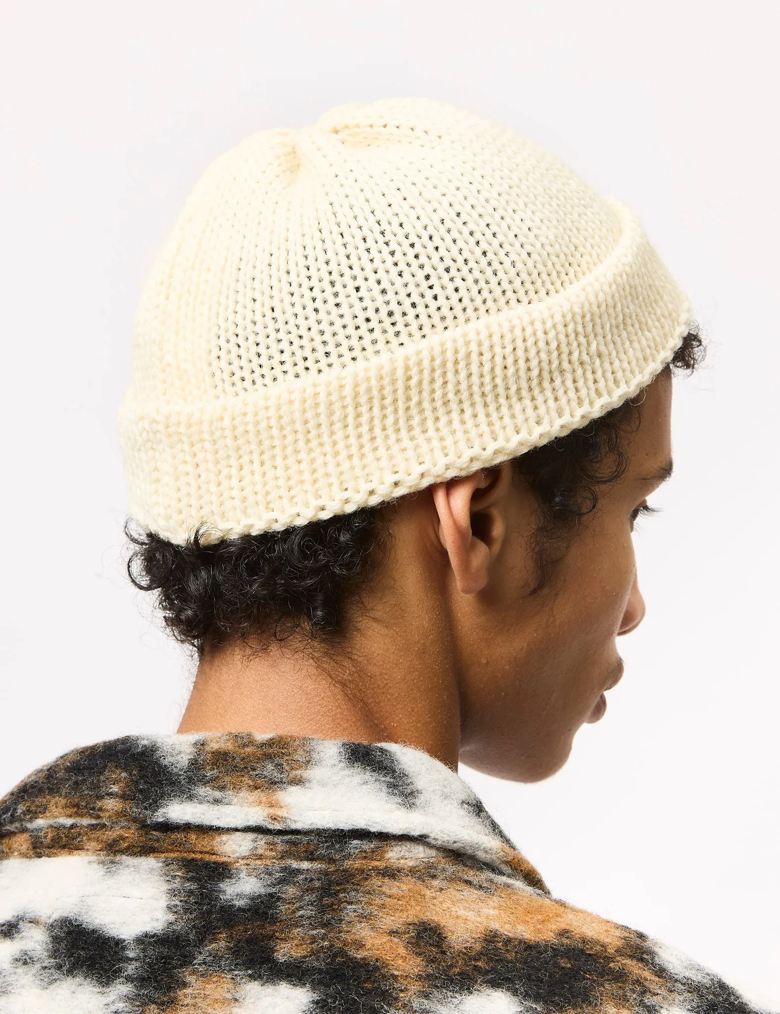 Universal Works Short Watch Beanie Hat (British Wool) - Ecru