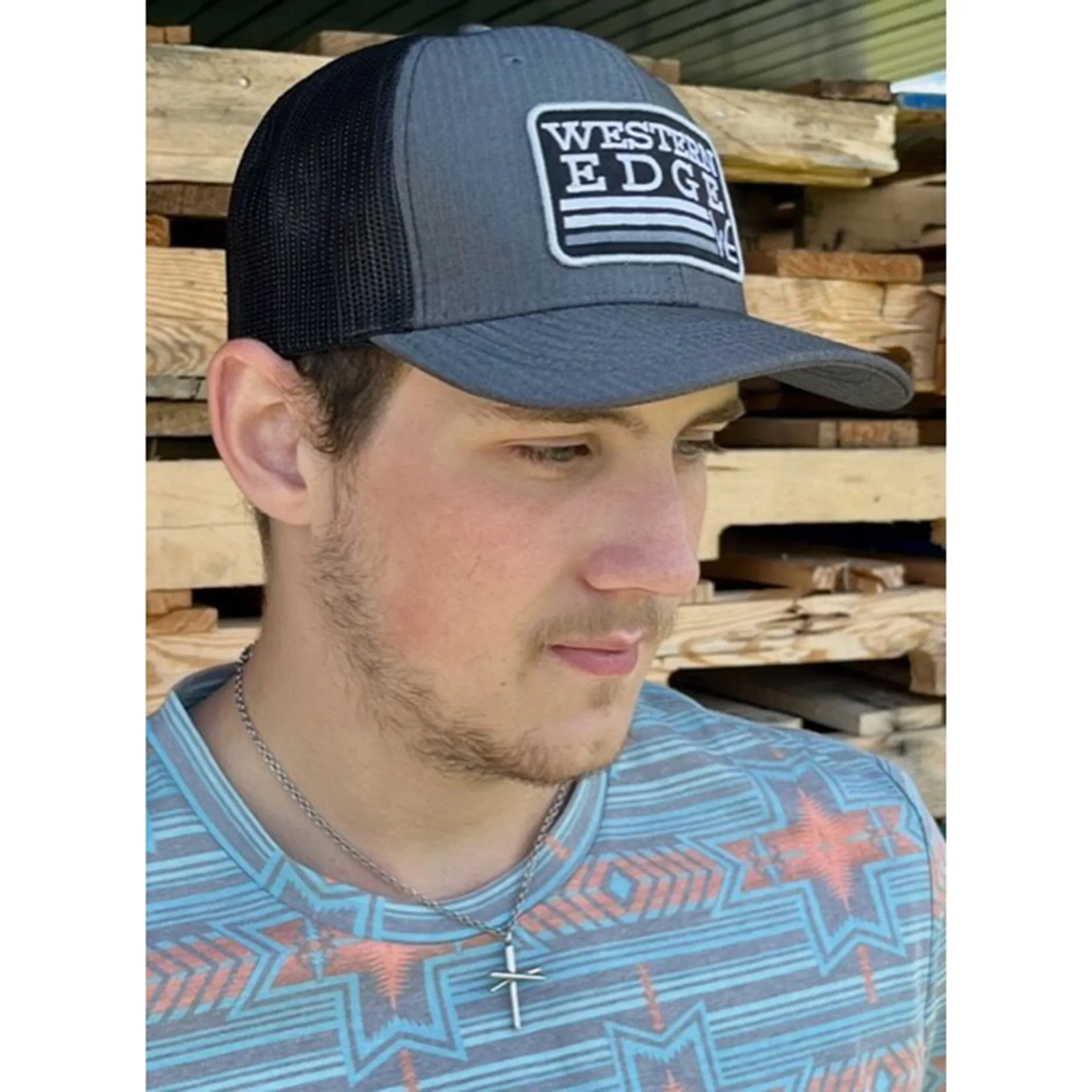 Western Edge Herringbone Grey & Black Cap