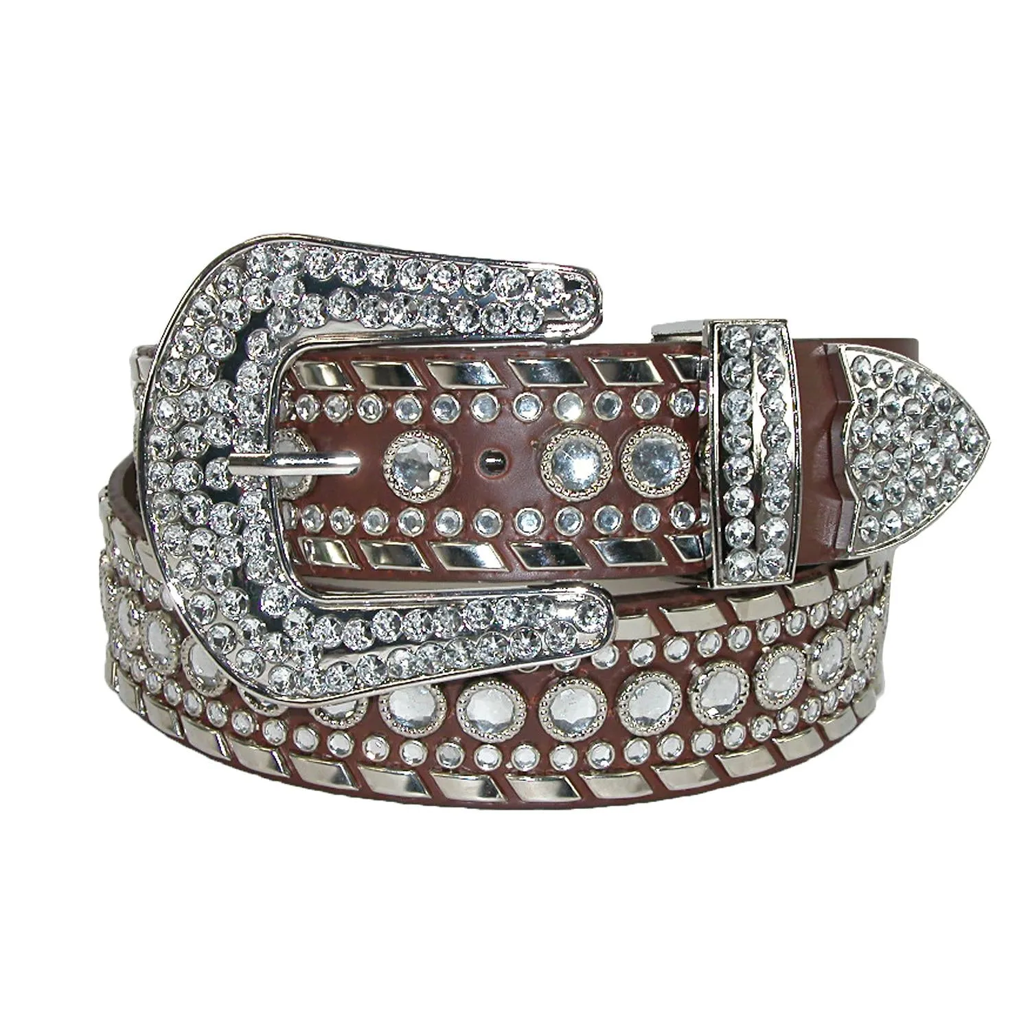Women's 1 1/2 Inch Western Rhinestone Belt (Plus Size Available)