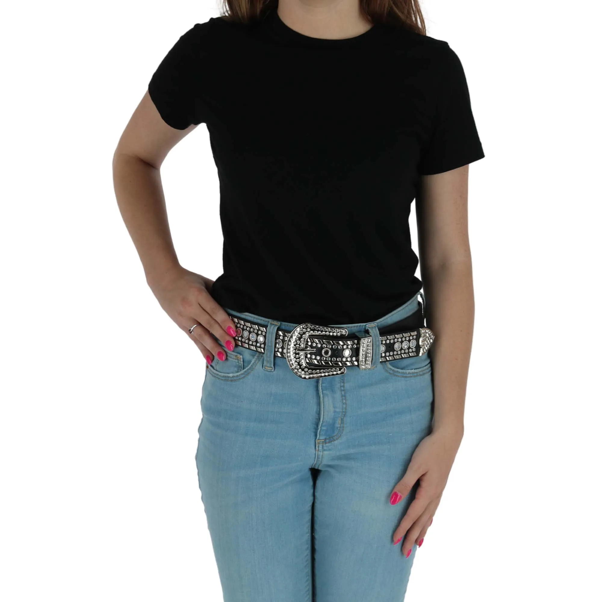 Women's 1 1/2 Inch Western Rhinestone Belt (Plus Size Available)