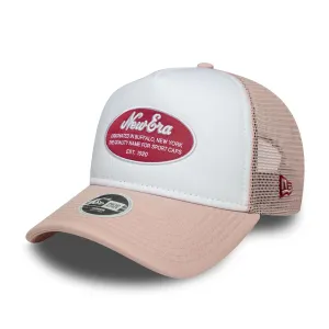 Womens New Era Oval Patch Pastel Pink 9FORTY A-Frame Trucker Adjustable Cap NEW ERA