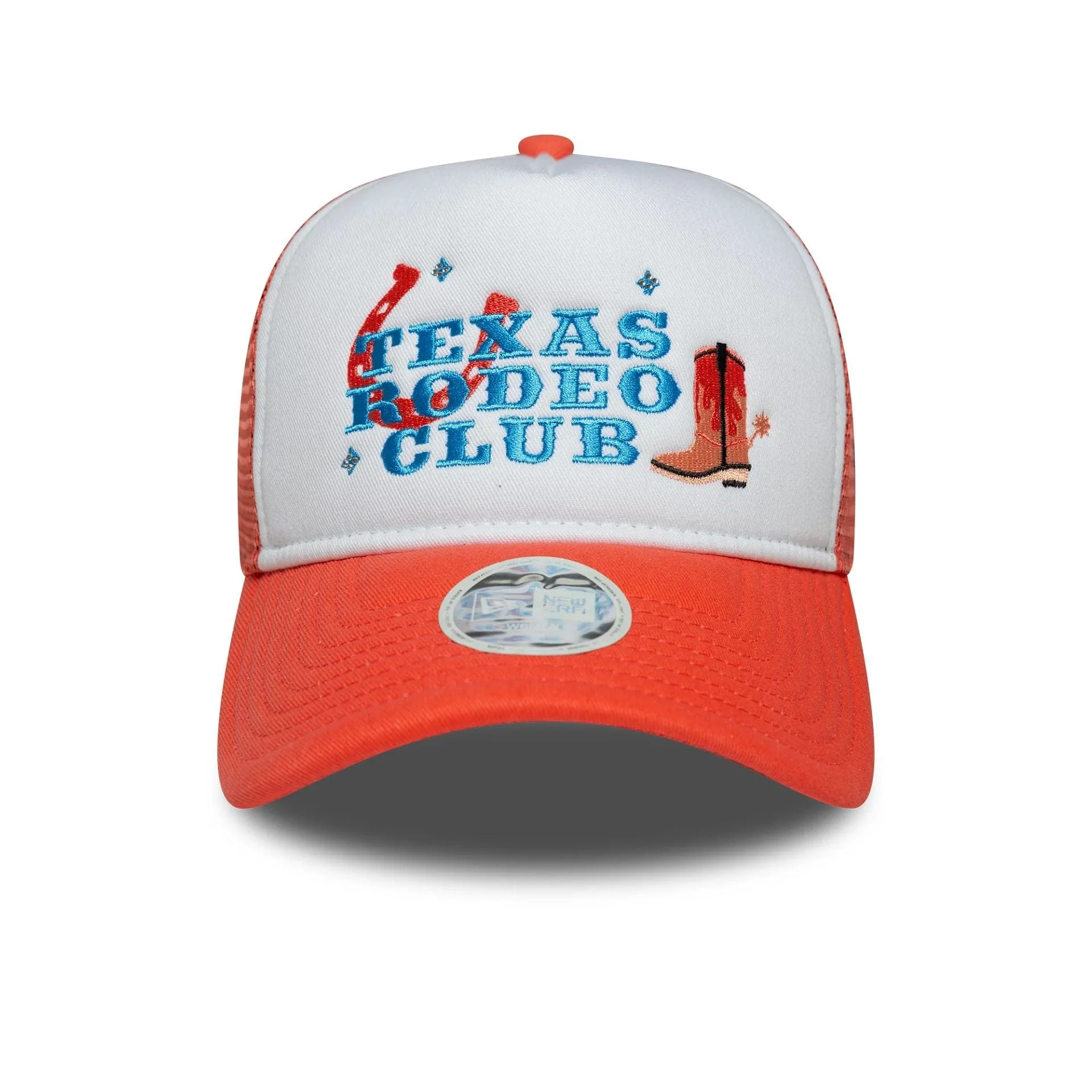 Womens New Era Western Orange 9FORTY A-Frame Trucker Adjustable Cap NEW ERA