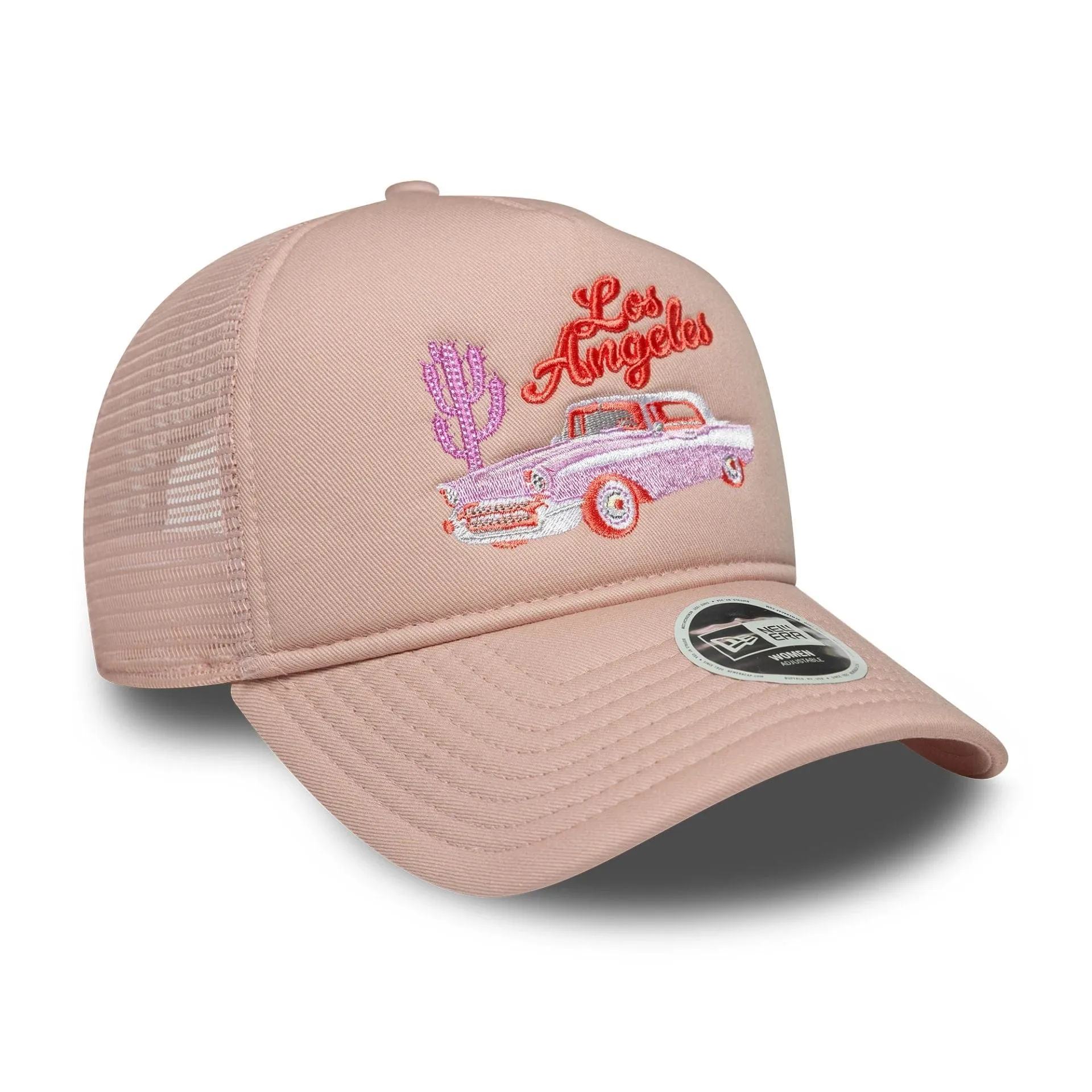 Womens New Era Western Pastel Pink 9FORTY A-Frame Trucker Adjustable Cap NEW ERA