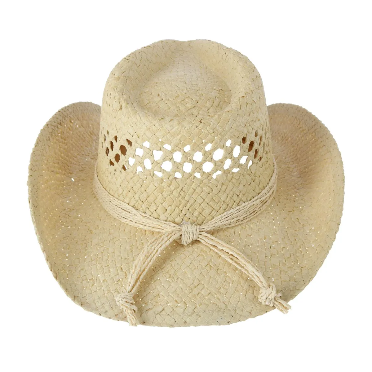 Women's Western Straw Cowboy Hat with Heart Concho